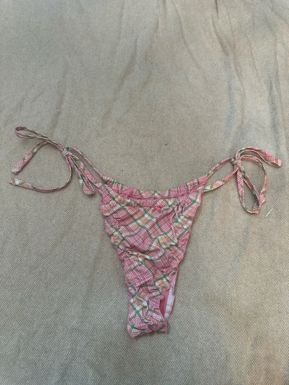 New! Frankie's Bikinis x Pink reign strawberry Plaid Bikini Bottom 38967